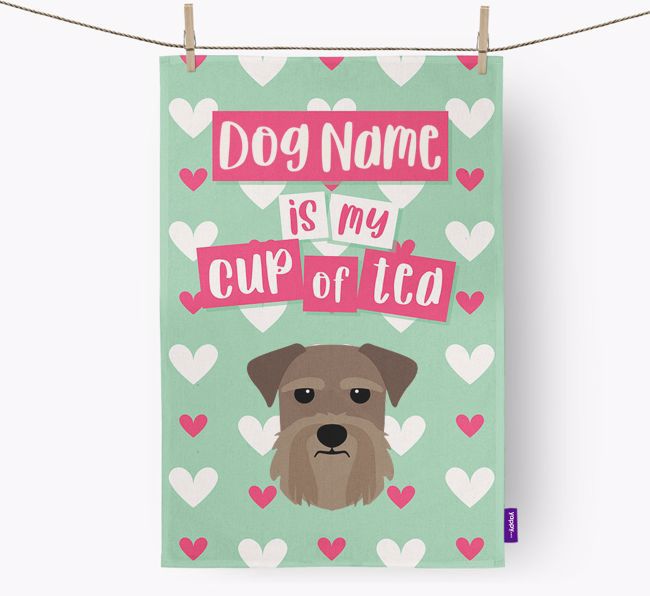 '{dogsName} is my cup of tea' Dish Towel with {breedFullName} Icon